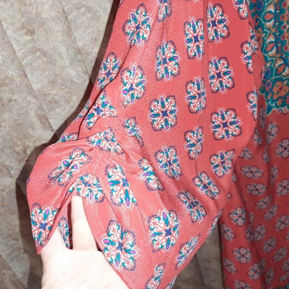 Orange/turquoise Tolani dress size Large E… - Picture 5 of 5